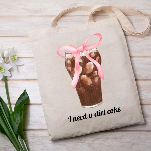 NWT! Diet Coke Tote Bag with Pink Coquette Bow - Picture 4 of 8